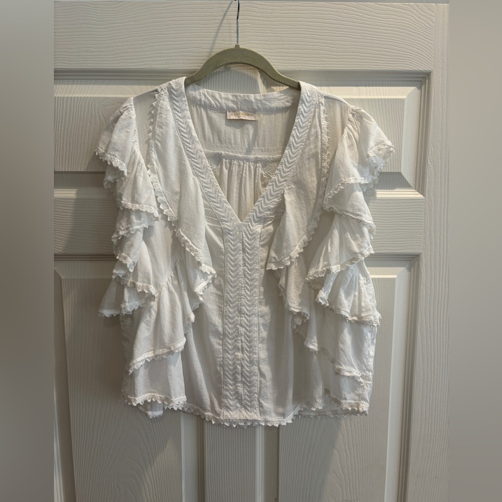 Ramy Brook White Ruffled Blouse